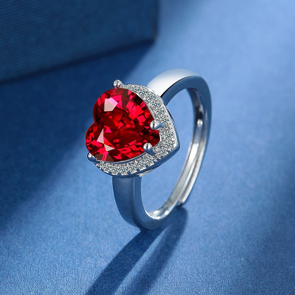 Womens Heart-Shaped Pendant Stud Earrings And Ring Set