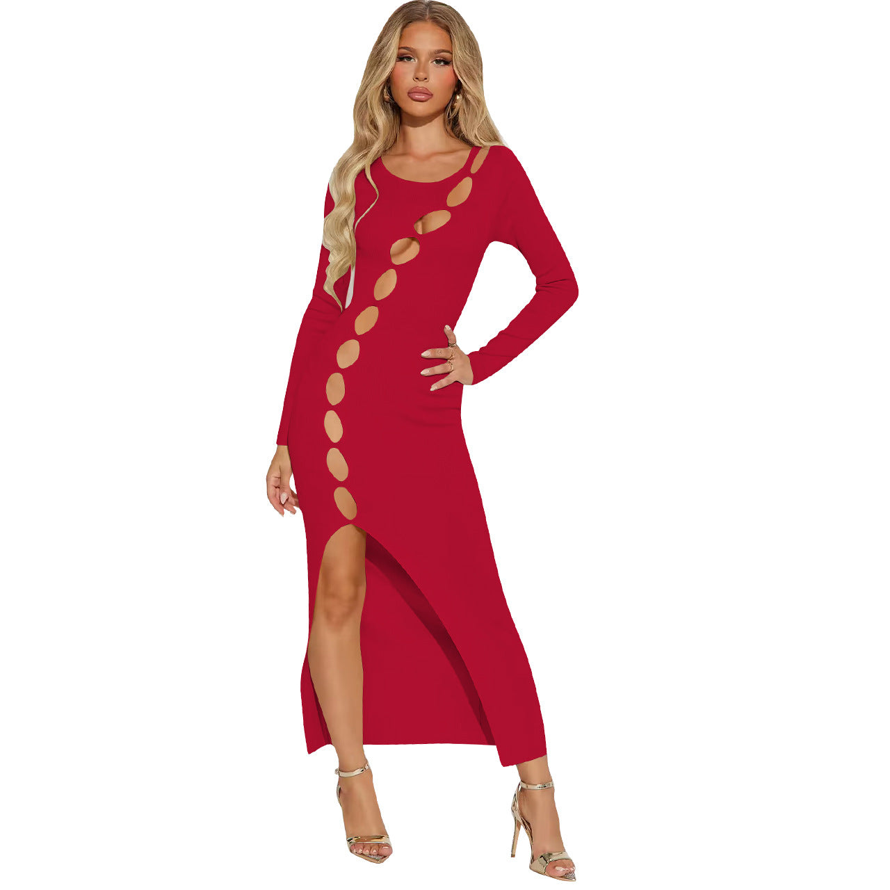 Womens Cut-Out Slit And Hollowed-Out Dress