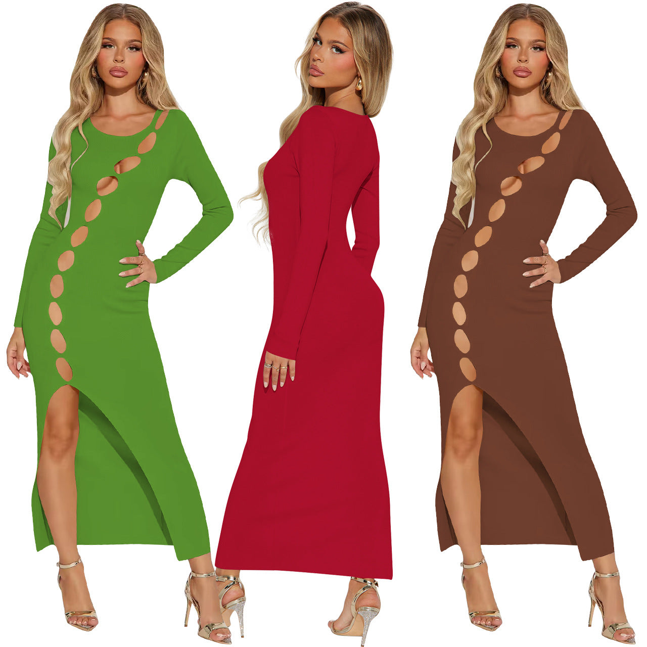 Womens Cut-Out Slit And Hollowed-Out Dress