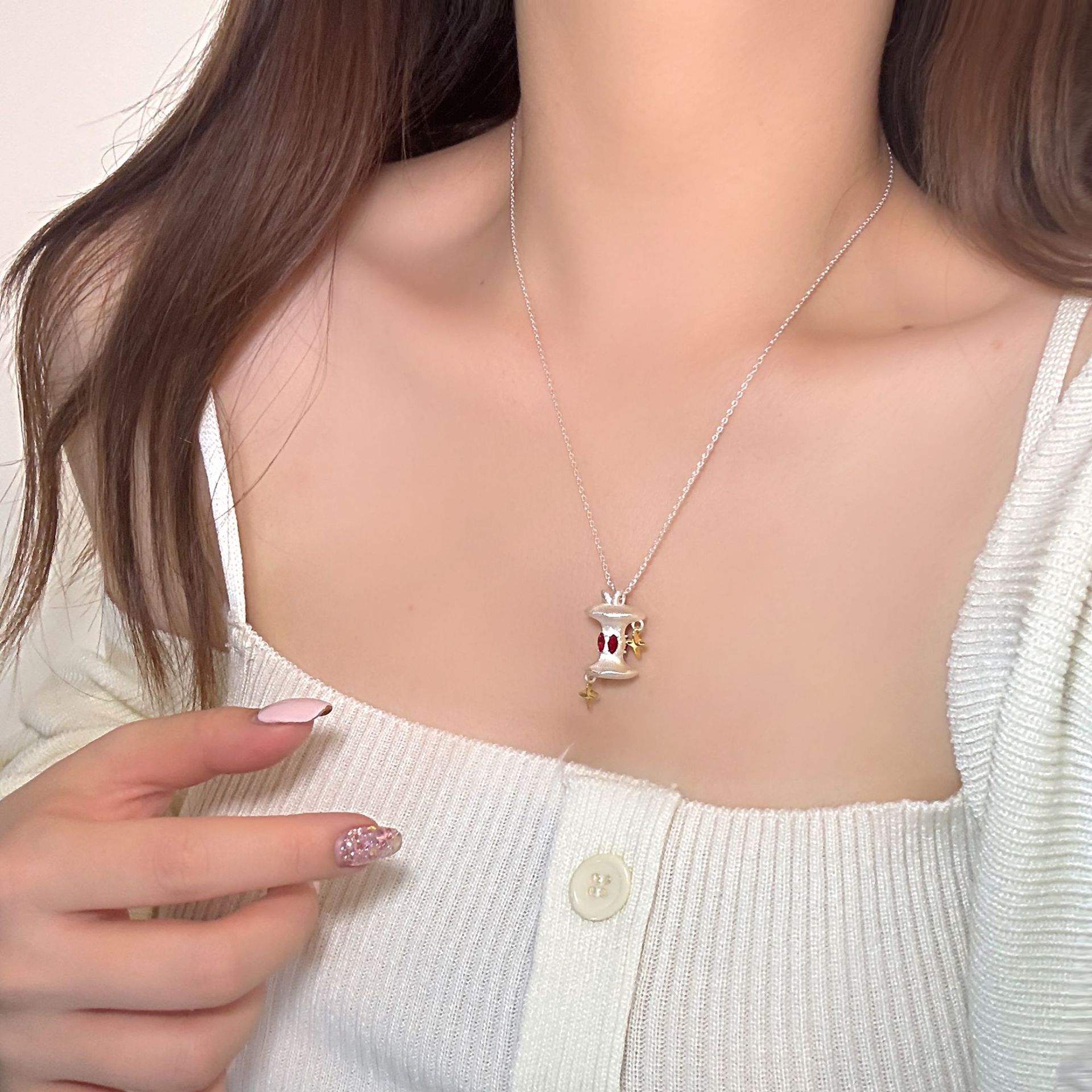 Brushed Pendant Versatile Necklace With Temperament