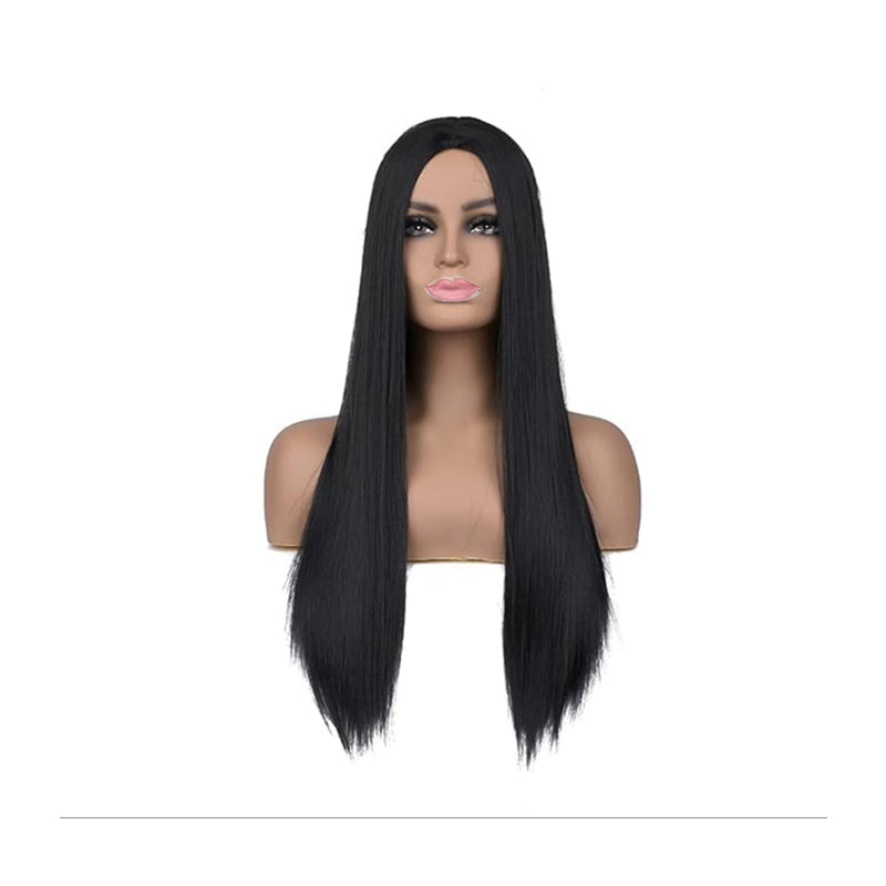 40Inch 100cm Long Women's Long Straight Black Wig Anime Costume Party Wig