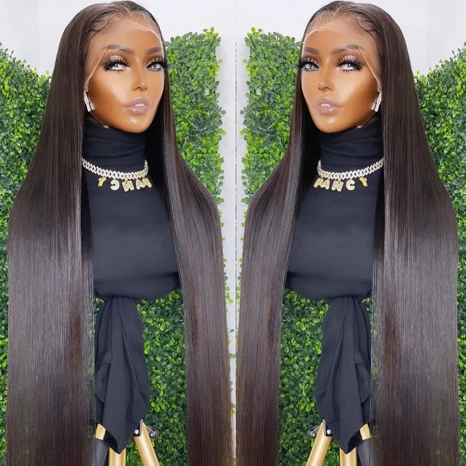 Front Lace Long Straight African Women Wig Head Cover