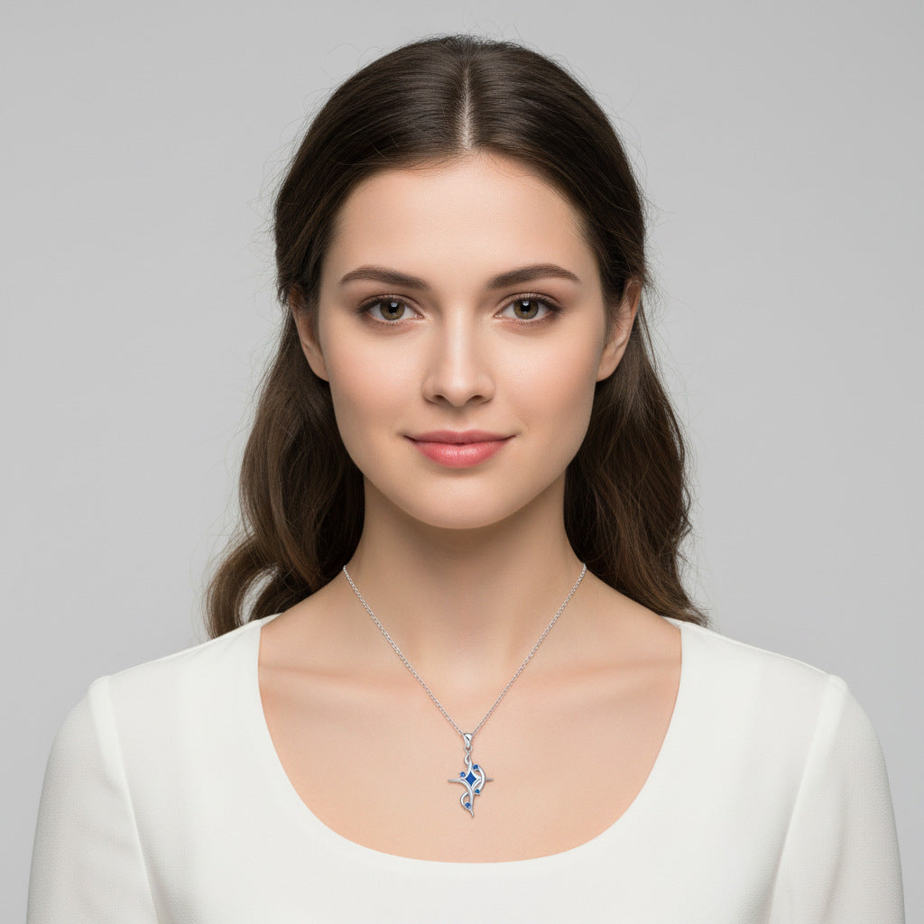 Romantic Babys Breath Pendant With A Thoughtful Cross Design Necklace